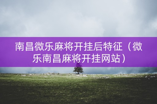 南昌微乐麻将开挂后特征（微乐南昌麻将开挂网站）