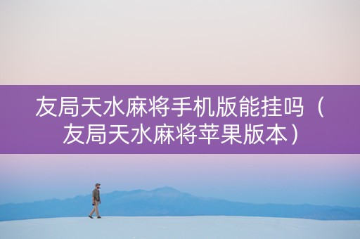 友局天水麻将手机版能挂吗（友局天水麻将苹果版本）