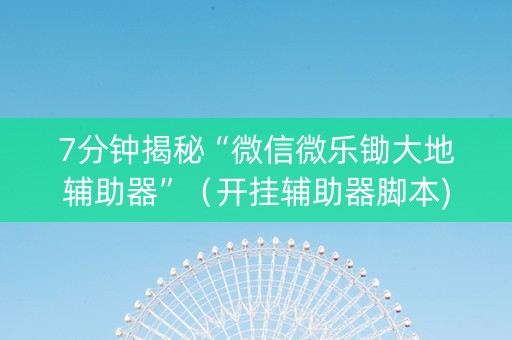 7分钟揭秘“微信微乐锄大地辅助器”（开挂辅助器脚本)