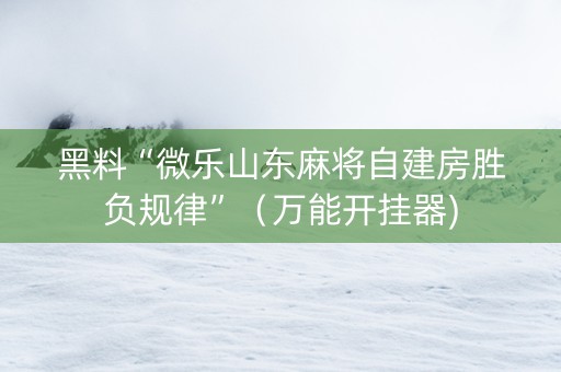 黑料“微乐山东麻将自建房胜负规律”（万能开挂器)