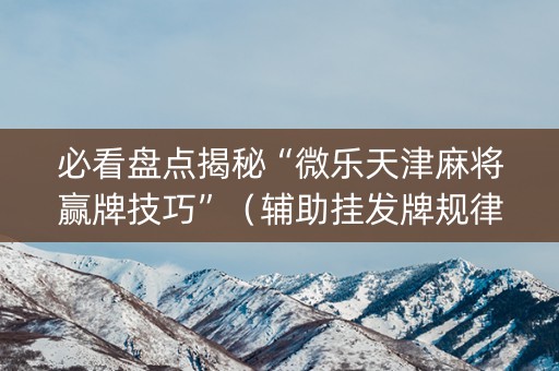 必看盘点揭秘“微乐天津麻将赢牌技巧”（辅助挂发牌规律)