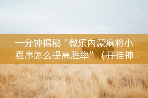 一分钟揭秘“微乐内蒙麻将小程序怎么提高胜率”（开挂神器下载)