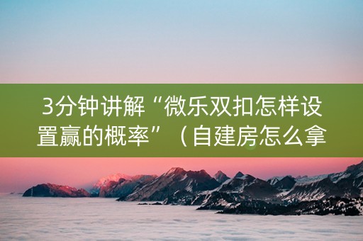 3分钟讲解“微乐双扣怎样设置赢的概率”（自建房怎么拿好牌)