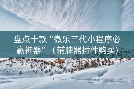 盘点十款“微乐三代小程序必赢神器”（辅牌器插件购买)