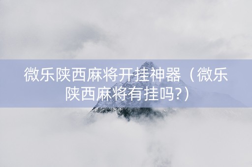 微乐陕西麻将开挂神器（微乐陕西麻将有挂吗?）