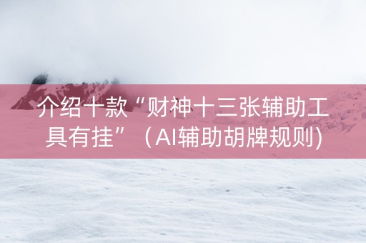 介绍十款“财神十三张辅助工具有挂”（AI辅助胡牌规则)