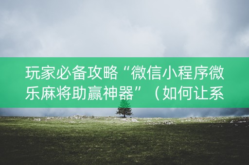 玩家必备攻略“微信小程序微乐麻将助赢神器”（如何让系统发好牌)