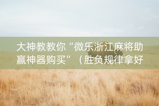 大神教教你“微乐浙江麻将助赢神器购买”（胜负规律拿好牌)