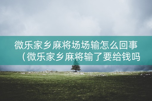 微乐家乡麻将场场输怎么回事（微乐家乡麻将输了要给钱吗）