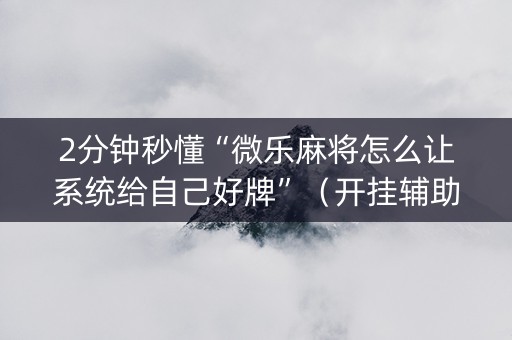 2分钟秒懂“微乐麻将怎么让系统给自己好牌”（开挂辅助插件)