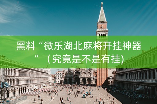 黑料“微乐湖北麻将开挂神器”（究竟是不是有挂)