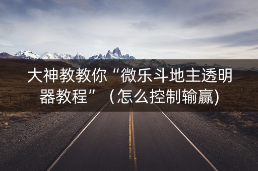 大神教教你“微乐斗地主透明器教程”（怎么控制输赢)
