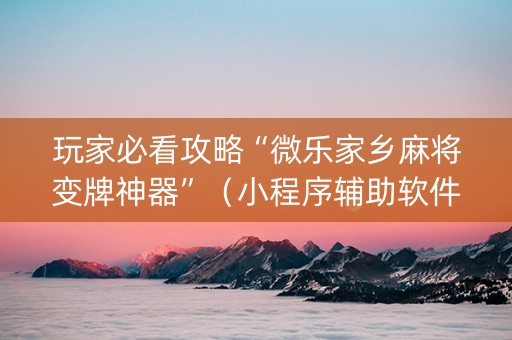 玩家必看攻略“微乐家乡麻将变牌神器”（小程序辅助软件)