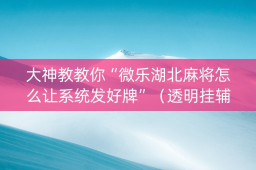 大神教教你“微乐湖北麻将怎么让系统发好牌”（透明挂辅助器)