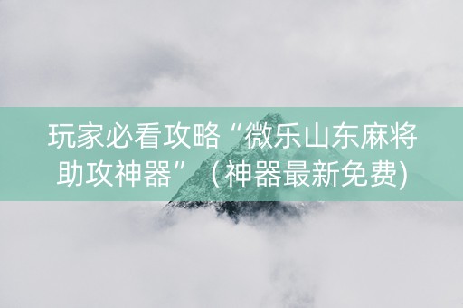 玩家必看攻略“微乐山东麻将助攻神器”（神器最新免费)