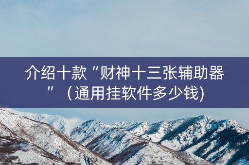 介绍十款“财神十三张辅助器”（通用挂软件多少钱)