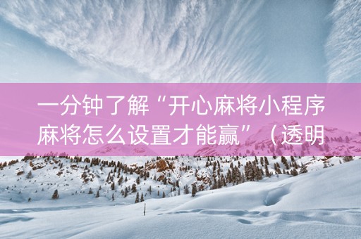 一分钟了解“开心麻将小程序麻将怎么设置才能赢”（透明挂辅助器)