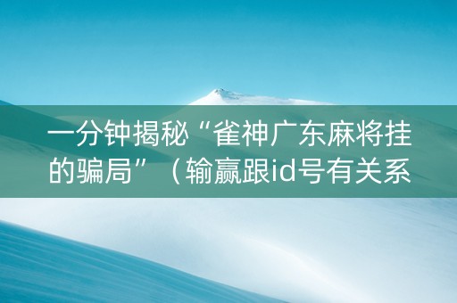 一分钟揭秘“雀神广东麻将挂的骗局”（输赢跟id号有关系吗)