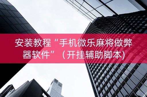 安装教程“手机微乐麻将做弊器软件”（开挂辅助脚本)