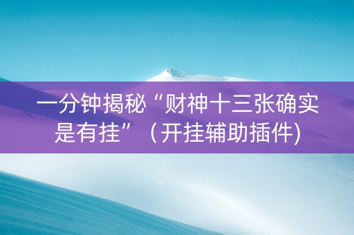 一分钟揭秘“财神十三张确实是有挂”（开挂辅助插件)