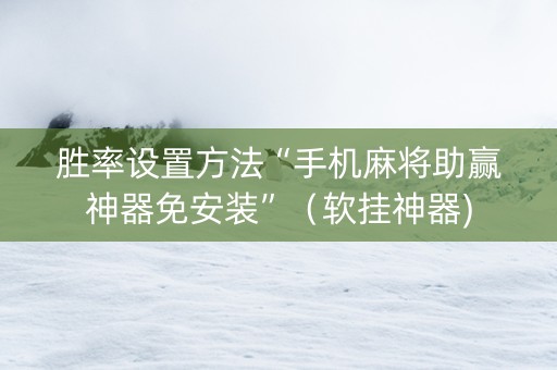 胜率设置方法“手机麻将助赢神器免安装”（软挂神器)