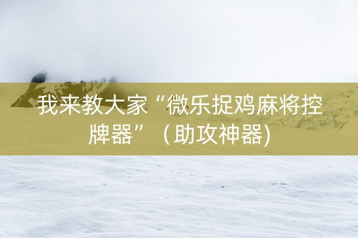 我来教大家“微乐捉鸡麻将控牌器”（助攻神器)