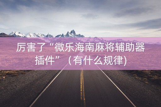 厉害了“微乐海南麻将辅助器插件”（有什么规律)