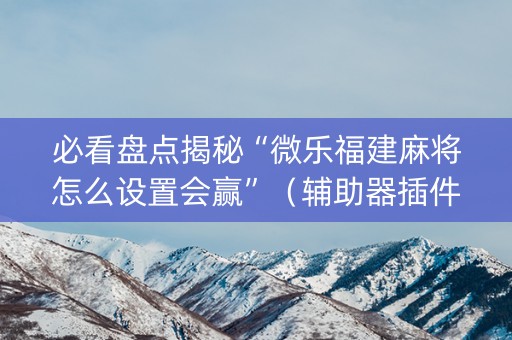 必看盘点揭秘“微乐福建麻将怎么设置会赢”（辅助器插件)