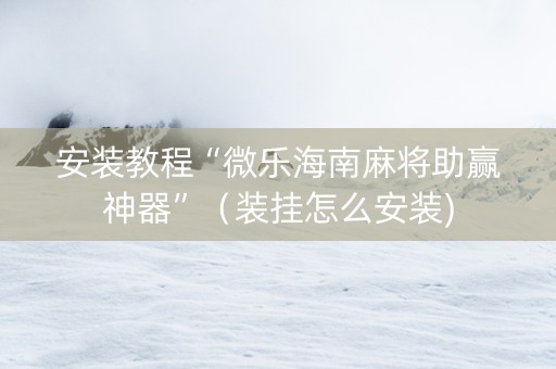 安装教程“微乐海南麻将助赢神器”（装挂怎么安装)