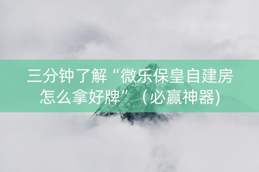 三分钟了解“微乐保皇自建房怎么拿好牌”（必赢神器)