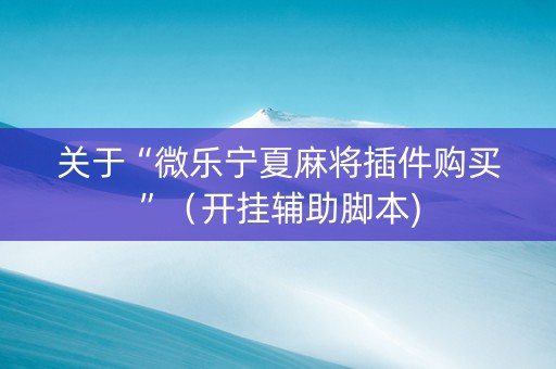 关于“微乐宁夏麻将插件购买”（开挂辅助脚本)