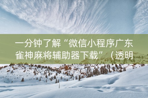 一分钟了解“微信小程序广东雀神麻将辅助器下载”（透明挂辅助器)