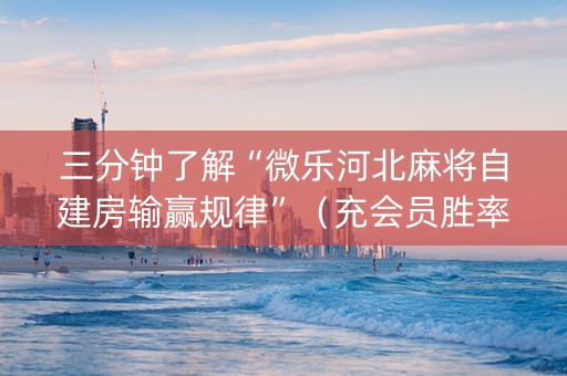 三分钟了解“微乐河北麻将自建房输赢规律”（充会员胜率高)