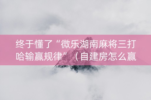 终于懂了“微乐湖南麻将三打哈输赢规律”（自建房怎么赢)