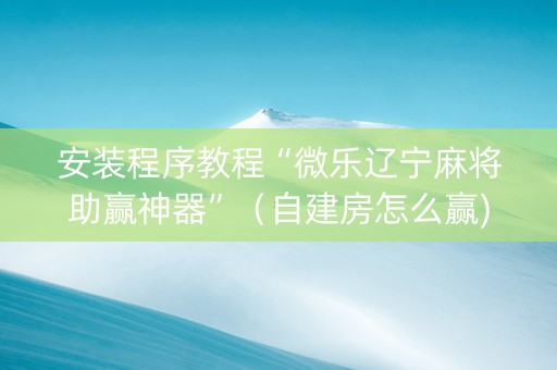 安装程序教程“微乐辽宁麻将助赢神器”（自建房怎么赢)
