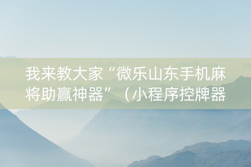 我来教大家“微乐山东手机麻将助赢神器”（小程序控牌器)