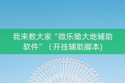 我来教大家“微乐锄大地辅助软件”（开挂辅助脚本)