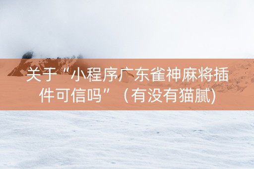 关于“小程序广东雀神麻将插件可信吗”（有没有猫腻)