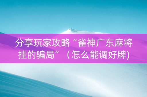 分享玩家攻略“雀神广东麻将挂的骗局”（怎么能调好牌)