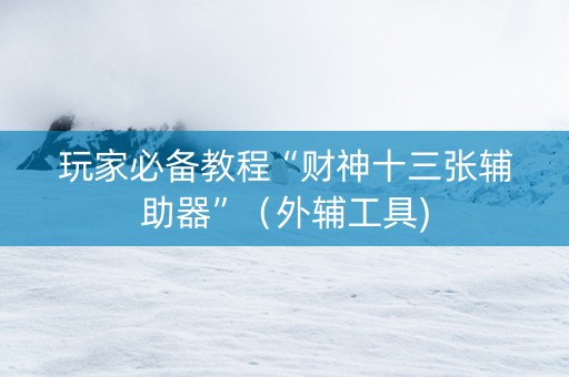 玩家必备教程“财神十三张辅助器”（外辅工具)