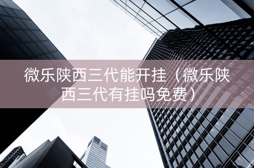微乐陕西三代能开挂（微乐陕西三代有挂吗免费）