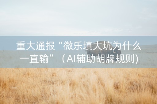 重大通报“微乐填大坑为什么一直输”（AI辅助胡牌规则)