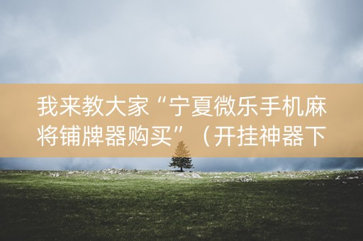 我来教大家“宁夏微乐手机麻将铺牌器购买”（开挂神器下载)