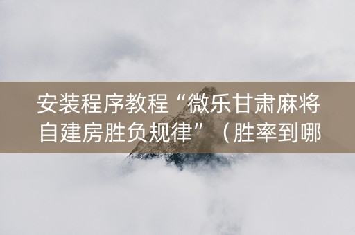 安装程序教程“微乐甘肃麻将自建房胜负规律”（胜率到哪调)
