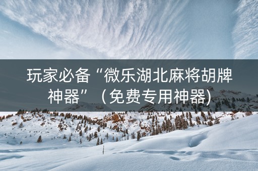 玩家必备“微乐湖北麻将胡牌神器”（免费专用神器)