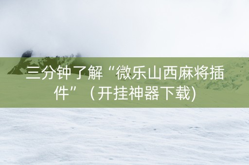 三分钟了解“微乐山西麻将插件”（开挂神器下载)