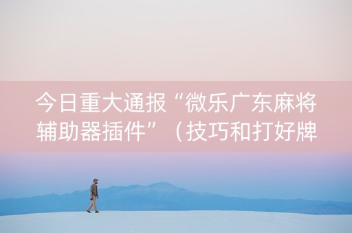 今日重大通报“微乐广东麻将辅助器插件”（技巧和打好牌方法)