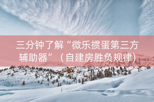 三分钟了解“微乐掼蛋第三方辅助器”（自建房胜负规律)