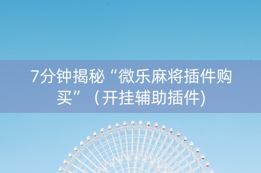 7分钟揭秘“微乐麻将插件购买”（开挂辅助插件)
