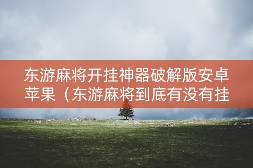 东游麻将开挂神器破解版安卓苹果（东游麻将到底有没有挂）